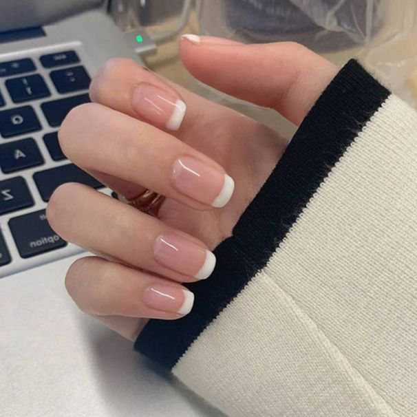 False Nails Simple Short French White Wear Manicure Finished Product Boxed Detachable Nail Piece False Nails Nail Art Patch Nail Patch_voghion.com