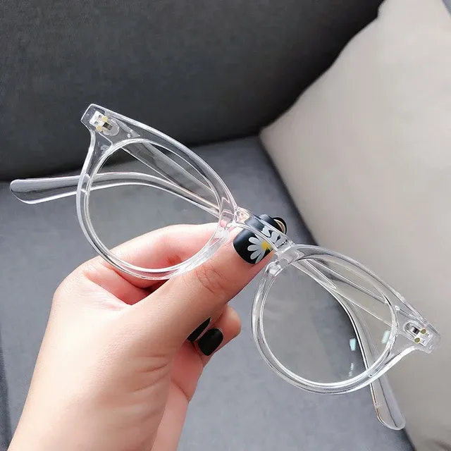 Uudet tulokkaat 2024 Muodikkaat unisex-kissansilmälasit, tavalliset miesten ja naisten PC-lasit juhliin, pienet pyöreät silmälasit, lempeä musta kehys_voghion.com
