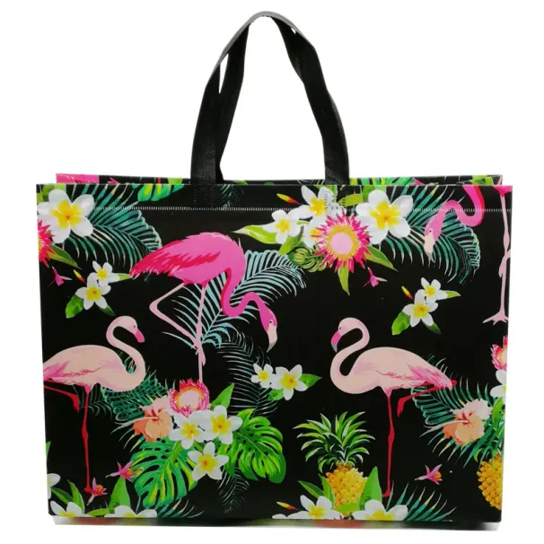 Reusable Eco Multifunctional Non-woven Shopping Flamingo Portable Folding Print Grocery Bag Clothing Storage Pouch_voghion.com