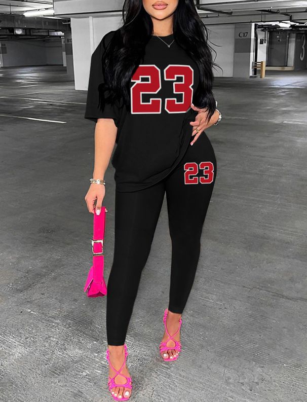 Set di pantaloni da donna stampati alla moda in due pezzi_voghion.com