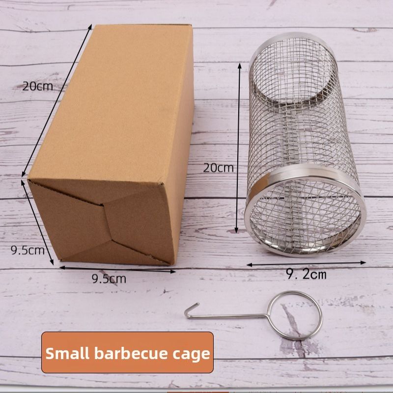 Portable Grill Stainless Steel Cylinder Basket Net Outdoor BBQ Special Tool_voghion.com