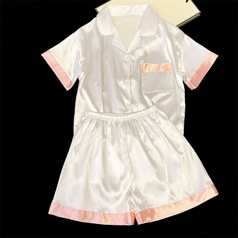 Dames nachtkleding ijs zijden pyjama dames nieuwe stijl high-end zoete eenvoudige dunne korte mouwen thuis kleding pak_voghion.com