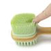 Silicone Bamboo Bath Brush With Hanging Rope, Multifunctional Soft Massage Brush, Lazy Long Handle Back Scrubber_voghion.com