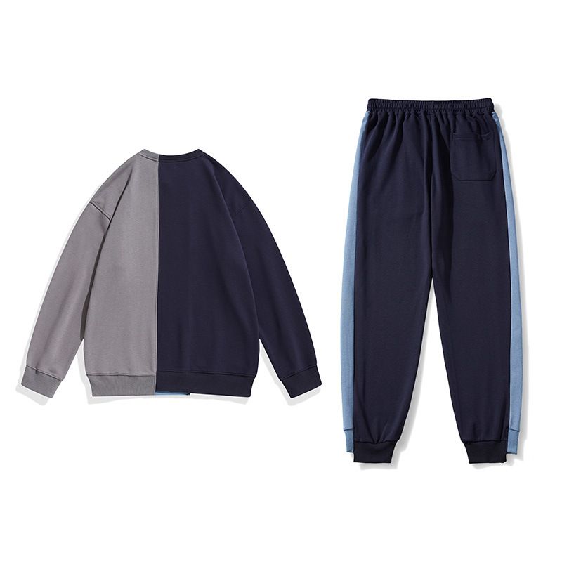 Herrenbekleidung lässiger Sportanzug Frühling und Herbst trendiger Rundhalspullover Sweatshirt lässige Hose zweiteiliges Laufset passend_voghion.com