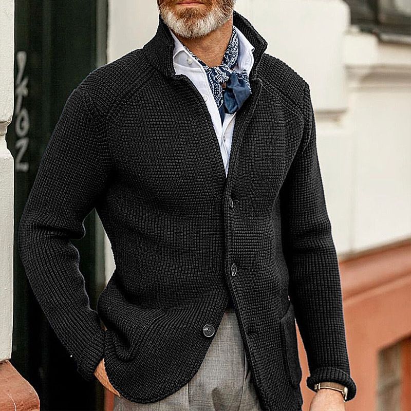 Pullover Winterpullover Stehkragen Strickjacke Herren Strickmantel_voghion.com