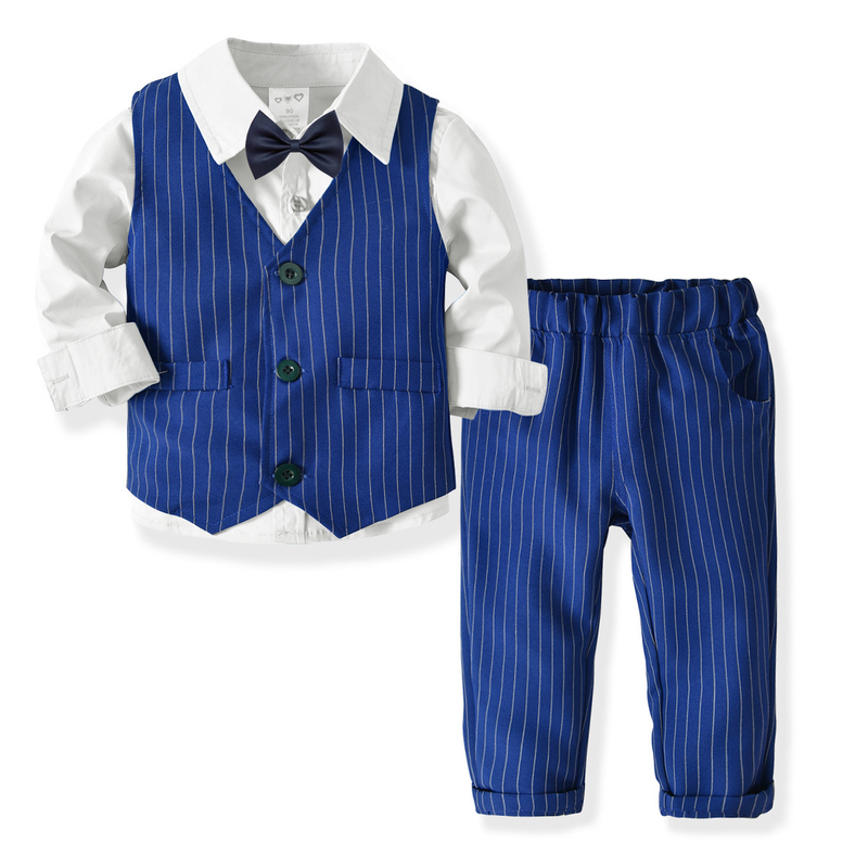 Langarmhemd für Jungen, Doppelweste, Hose, Gentleman-Anzug mit Fliege, Baby-Geburtstagsparty-Kleid_voghion.com