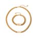 Collier et bracelet élégants en chaîne cubaine pour femmes, bijoux tendance en acier inoxydable, plaqués or, accessoires de fête, 1 pièce/2 pièces_voghion.com
