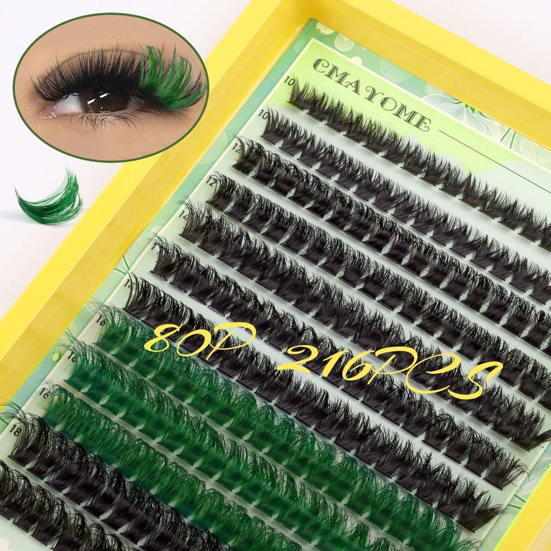 DIY-Set für segmentierte falsche Wimpern, Wimpernverlängerungsset mit großer Kapazität, gemischte Farben mit bunten und schwarzen Büscheln_voghion.com