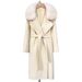 Elegant-Style Women's Wool Coat With Fox Fur Collar, Belted Double-Faced Long Tweed Coat_voghion.com