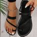 Plus Size Lightweight Flat For Women With Woven Straps Beach Toe Post Women's Sandals Slippers_voghion.com