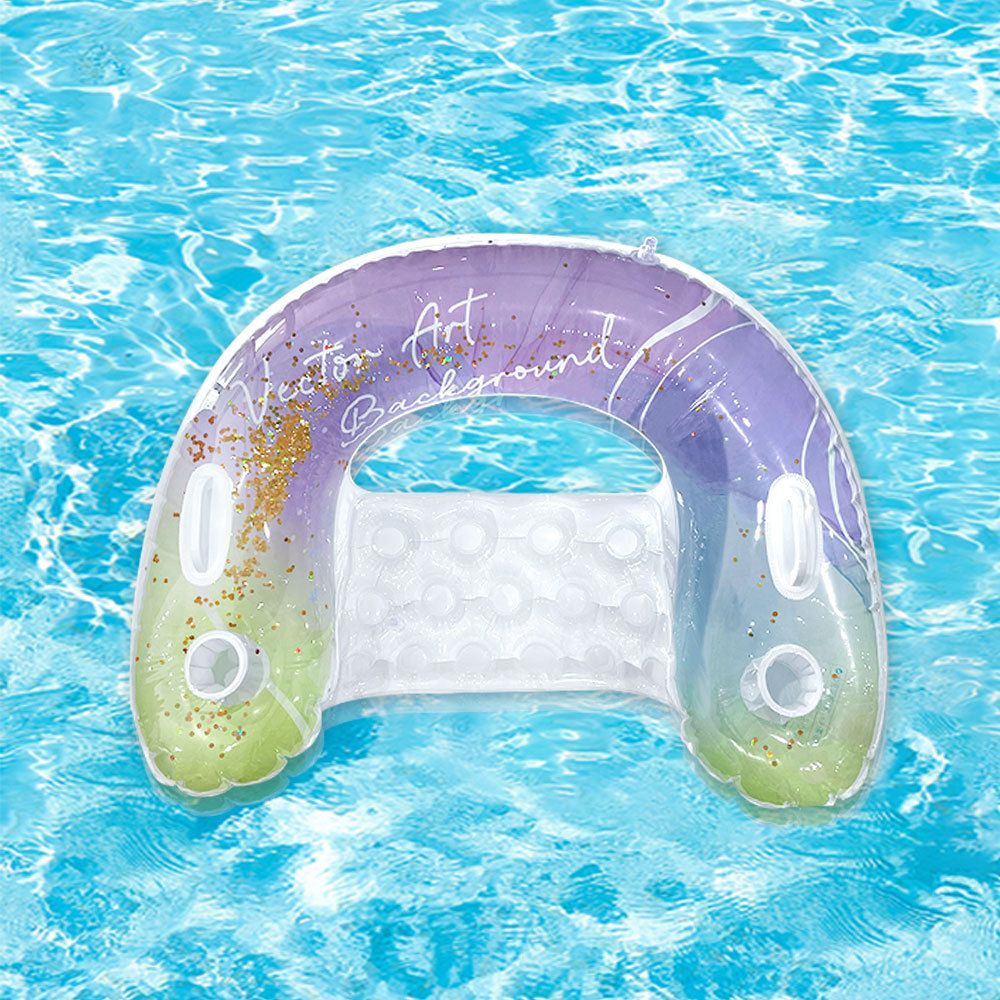 Glitter U-ink Seat Floating Row Inflatable Water Thickened Rainbow Ride Recliner And Hammock Sofa_voghion.com
