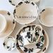 Elegant Black Floral Ceramic Dinnerware Set – 6-Piece Microwave Safe Tableware With Iris Patterns – Vintage-Inspired Stoneware Bowls & Plates_voghion.com