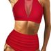 Costume da bagno da donna alla moda con spacco sul corpo, bikini versatile_voghion.com