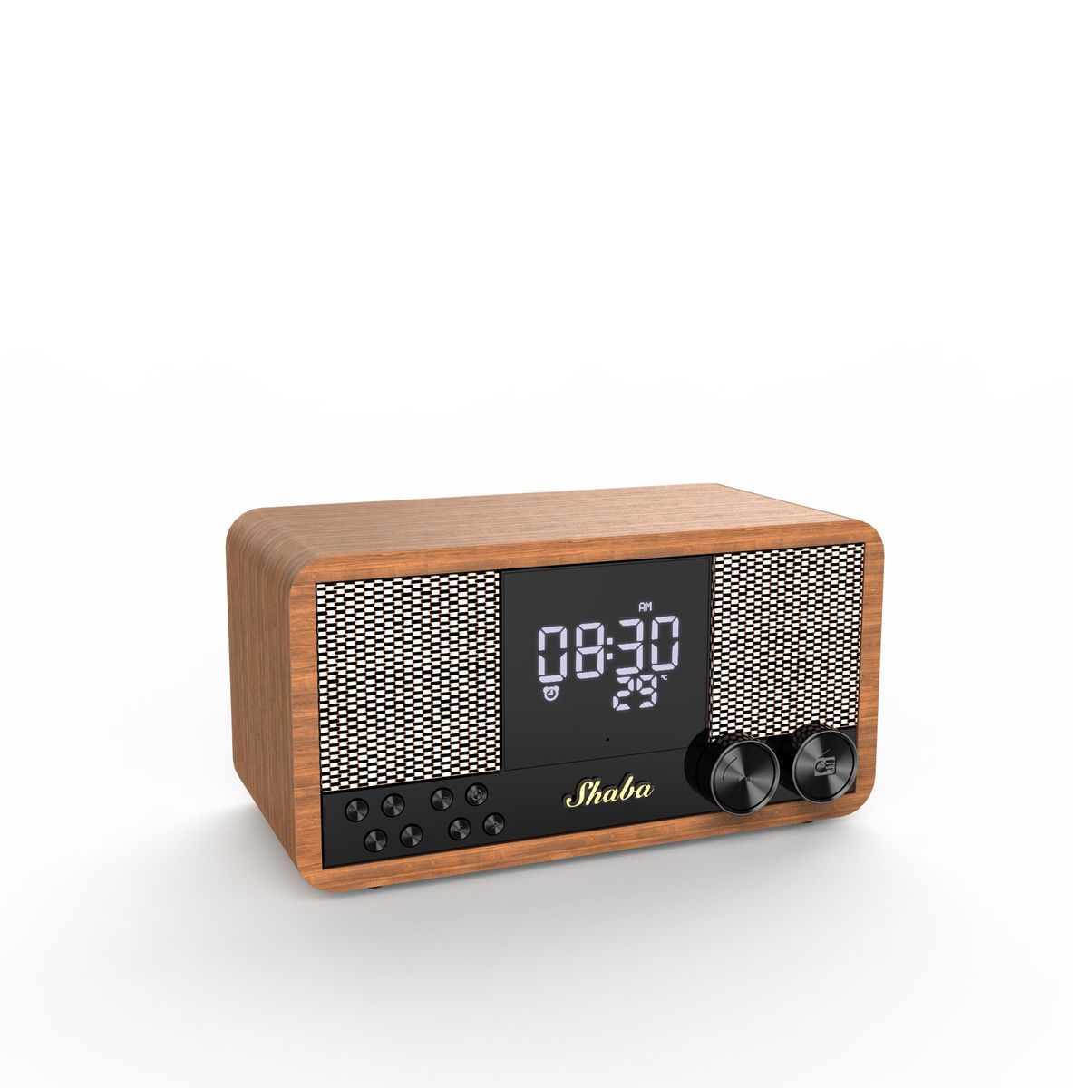 Dom Meble Retro Drewniany Głośnik Bluetooth Bezprzewodowy Głośnik Bluetooth Głośnik Radiowy Fm Głośnik Zegar Biurkowy_voghion.com