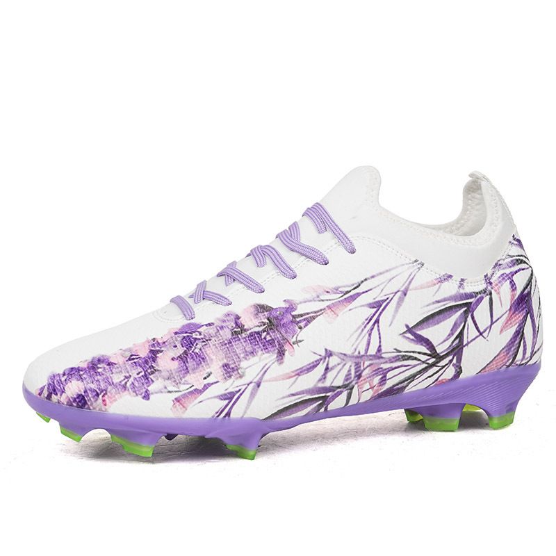 Chaussures de football basses à clous longs pour hommes, style chinois, peinture à l'encre violette, printemps 2025_voghion.com
