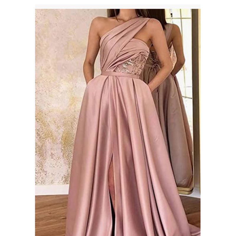 Robe de demoiselle d'honneur rose pour femmes, petite queue, tempérament, pièce unique, élégante, nouvelle collection_voghion.com