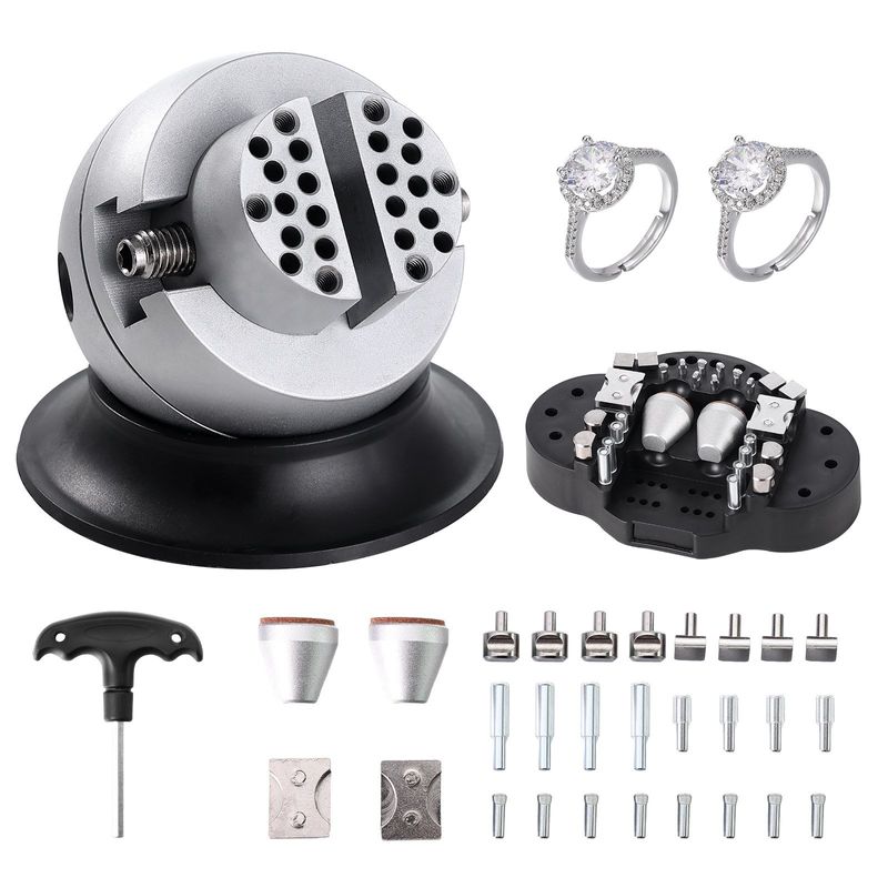 Ball Vise, 3" Engraving Setting Tool, 360° Rotation Engraving Block Vise, 30 PCS Attachment Jewelry Engraving Block Tools Standard Block for Gemstone _voghion.com