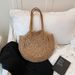 Summer Round Woven Straw For Women Large Capacity 2024 New Beach Vacation Bucket Single Shoulder Tote Bag_voghion.com