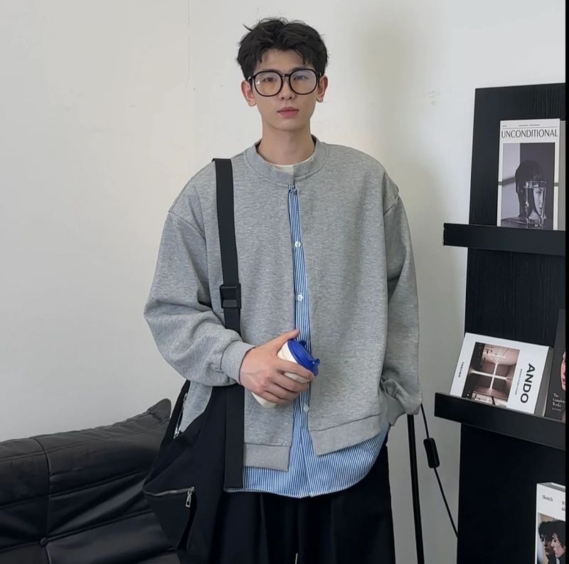 Spring and Autumn New Striped Cardigan Hoodie for Men, Casual Trendy Fashion, Men's Long Sleeve Coat_voghion.com