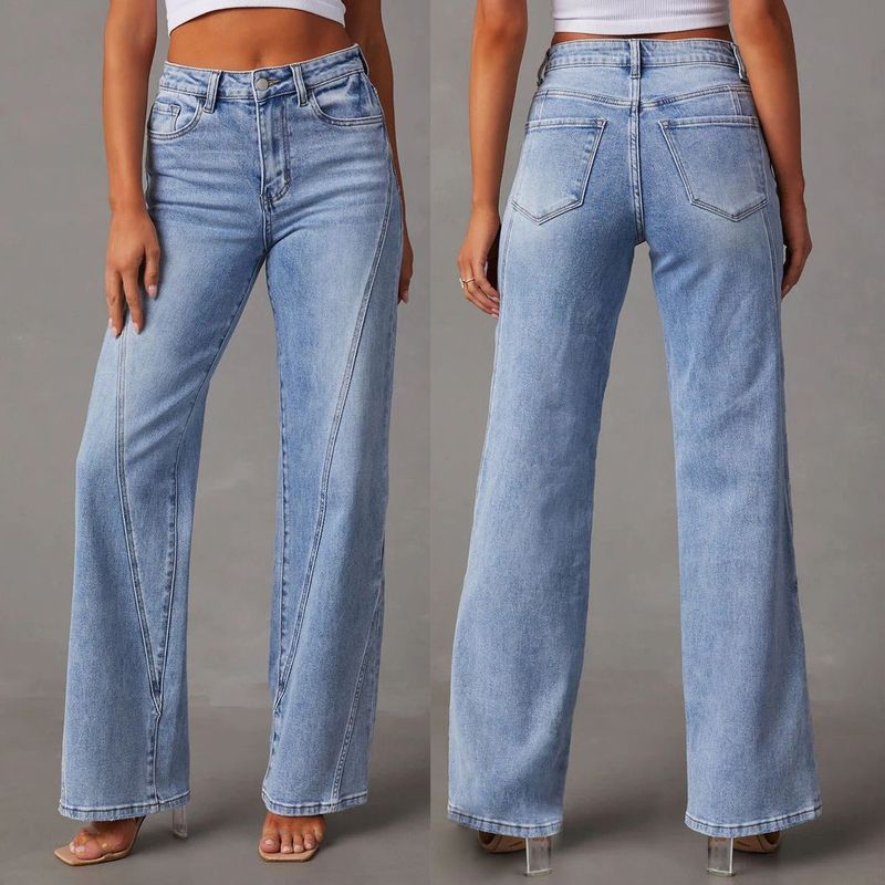 Dameklær Jeans Løse denimbukser med høy midje Moteriktige revne jeans_voghion.com