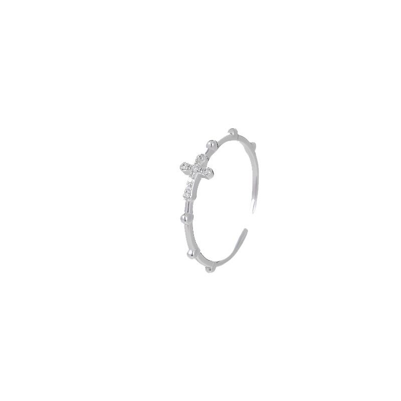 S Silver Cross For Women, Niche Design, Fashionable And Unique, Ins Style, Exquisite Adjustable Open Ring_voghion.com