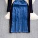 Ropa de mujer temperamento manga larga cuello en V cintura delgada denim patchwork vestido de cadera medio y largo_voghion.com
