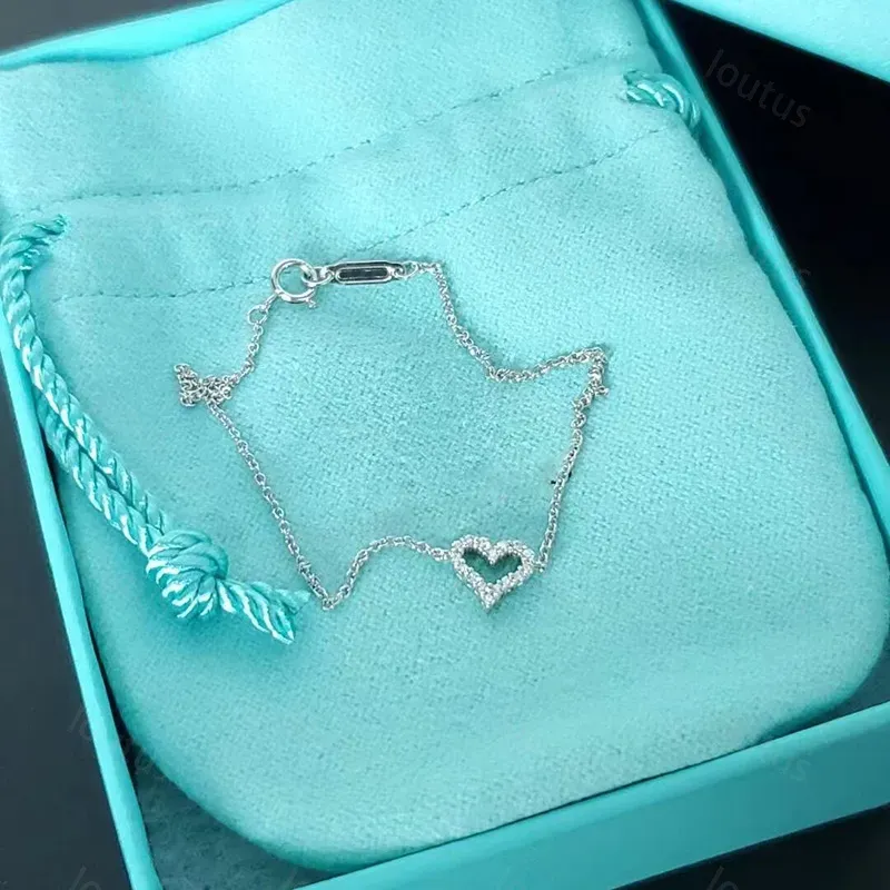Cuore Donna Diamanti Bracciali Designer Amore Gioielli Argento Catena Classico Ciondoli Braccialetto Designer Bracciale Festa Regali_voghion.com