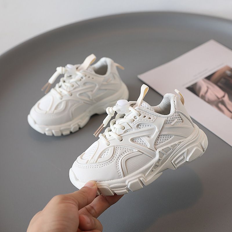 Children's Running Boys' Dad Double Mesh Sports Breathable White Casual Shoes, Spring 2025_voghion.com