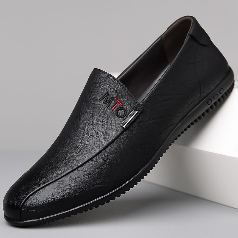 Leather 2025 New Breathable Loafers Slip-On Soft Sole Work Driving Casual Men's Shoes_voghion.com