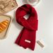 New Year Red Australian 100% Sheep Wool Scarf For Women Winter Solid Color Thickened Warm Protection Knitted Neck Warmer_voghion.com