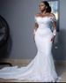Women's Clothing Fishtail wedding dress one shoulder lace long sleeved dress with tail African bride summer_voghion.com