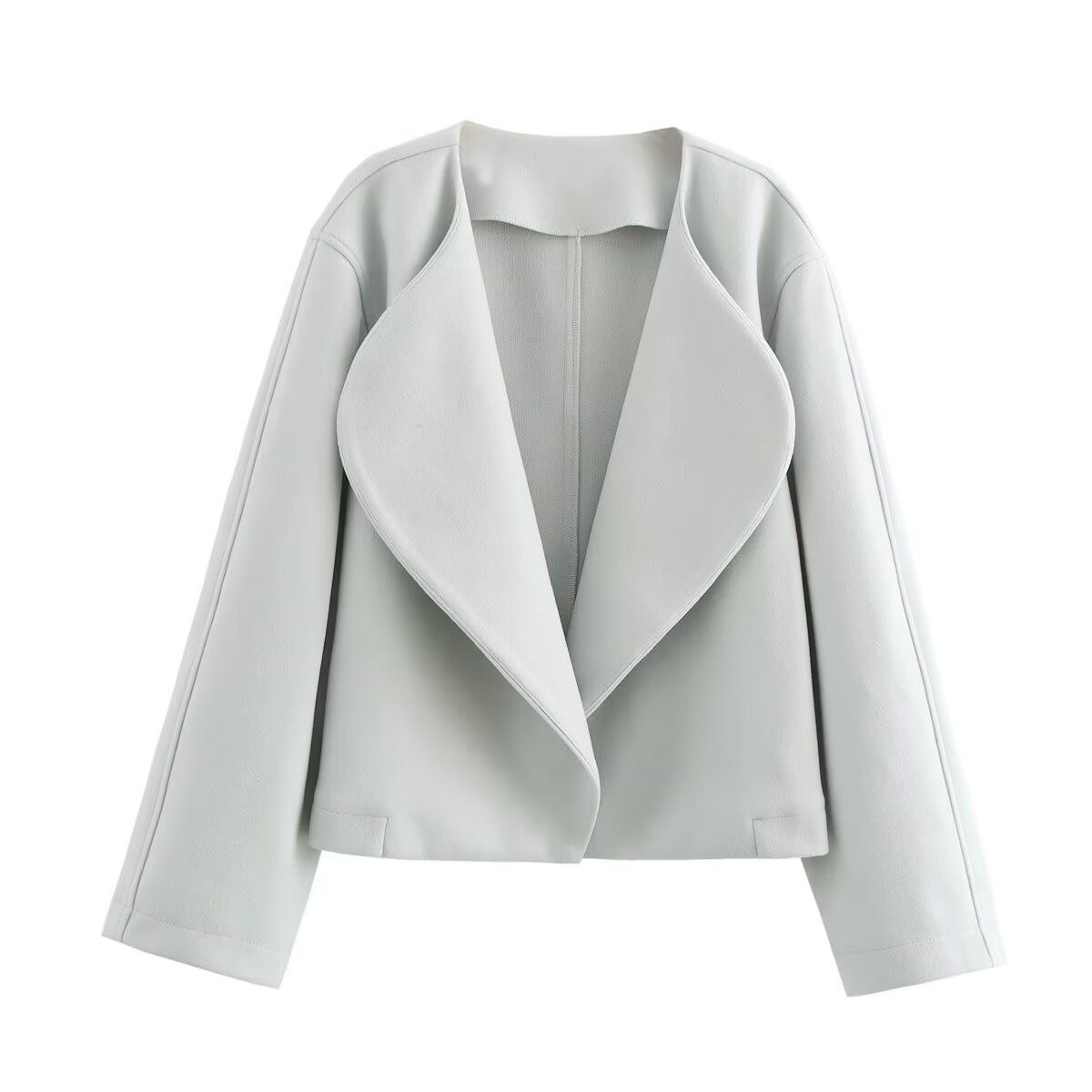 Moteriški drabužiai 2024 rudens naujo stiliaus temperamento laisvalaikio kostiumo apykaklė dvipusė vilnonė megztinė trumpa striukė B88761_voghion.com