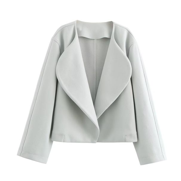 Moteriški drabužiai 2024 rudens naujo stiliaus temperamento laisvalaikio kostiumo apykaklė dvipusė vilnonė megztinė trumpa striukė B88761_voghion.com