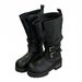 Botas de montaria femininas, estilo escuro, com fivela de cinto, sola grossa, cano médio, para motocicleta, outono e inverno 2025_voghion.com