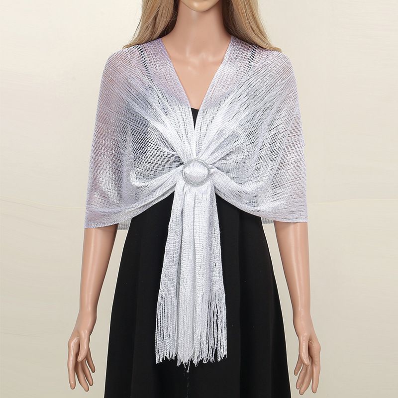 Cross border hot selling gold and silver silk shawl flat scarf bride bridesmaids dance party wedding dress evening dress shawl_voghion.com