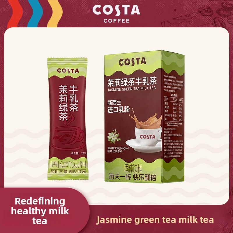 Miscela per bevanda istantanea al tè al latte COSTA - Jasmine Snow Bud e stile Hong Kong, 6 bustine per confezione, perfetta per il tè pomeridiano e un rinfresco veloce_voghion.com
