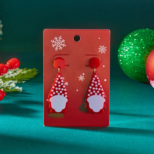 Orecchini a bottone in acrilico con albero di Natale e pupazzo di neve, stile cartone animato, per feste di Capodanno europee e americane_voghion.com