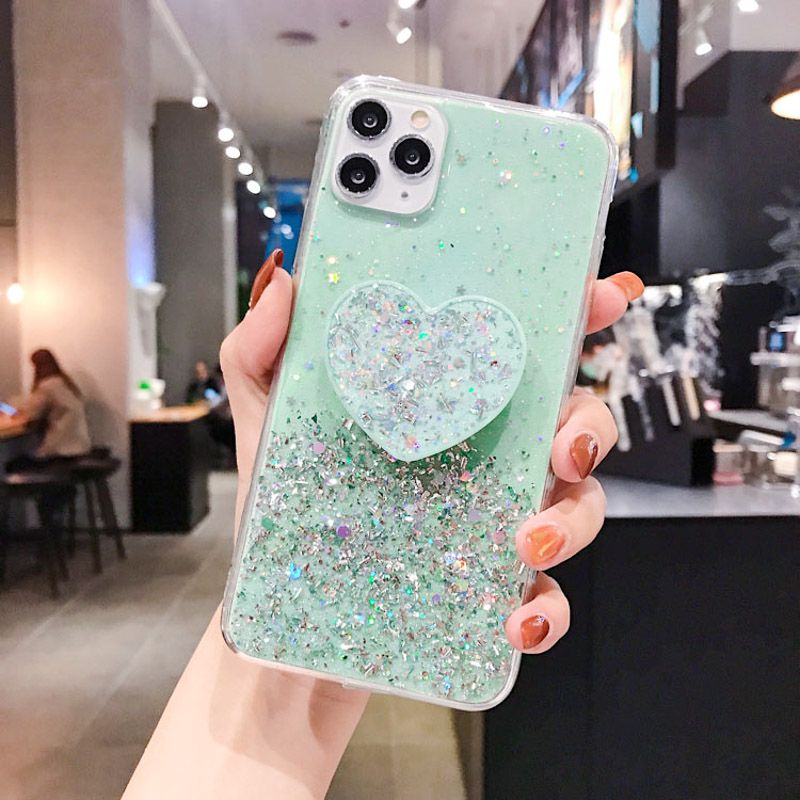 Für iPhone 12 11 Pro Max Mini-Hülle iPhone XR XS Max X Bling Glitzer Hülle für iPhone 7 8 6 6S Plus SE 2020 Herzhalter _voghion.com