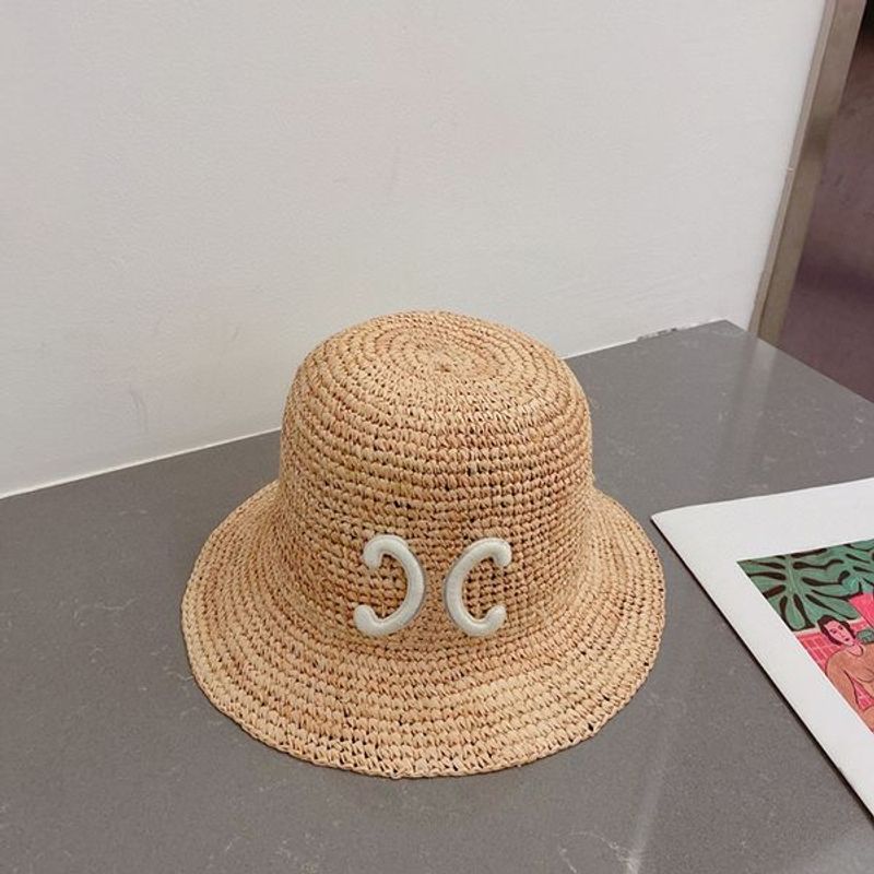 Designer grande balde para moda s borda verão gorras tecido bonés praia palha feminino boné masculino mão chapéus sol baldes chapéu_voghion.com
