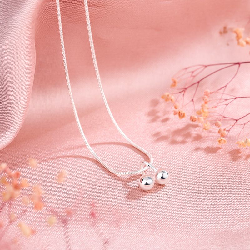 Carlini's Silver Pure Silver, collier femme haut de gamme, petit et moyen métal, pendentif cerise_voghion.com