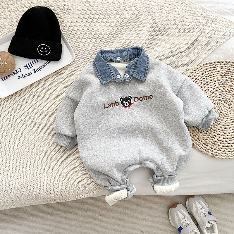 Babykleding Babykleding Winter jongens en meisjes baby cartoon cowboykraag dik kruippakje pasgeboren onesie herfst- en winterkleding_voghion.com