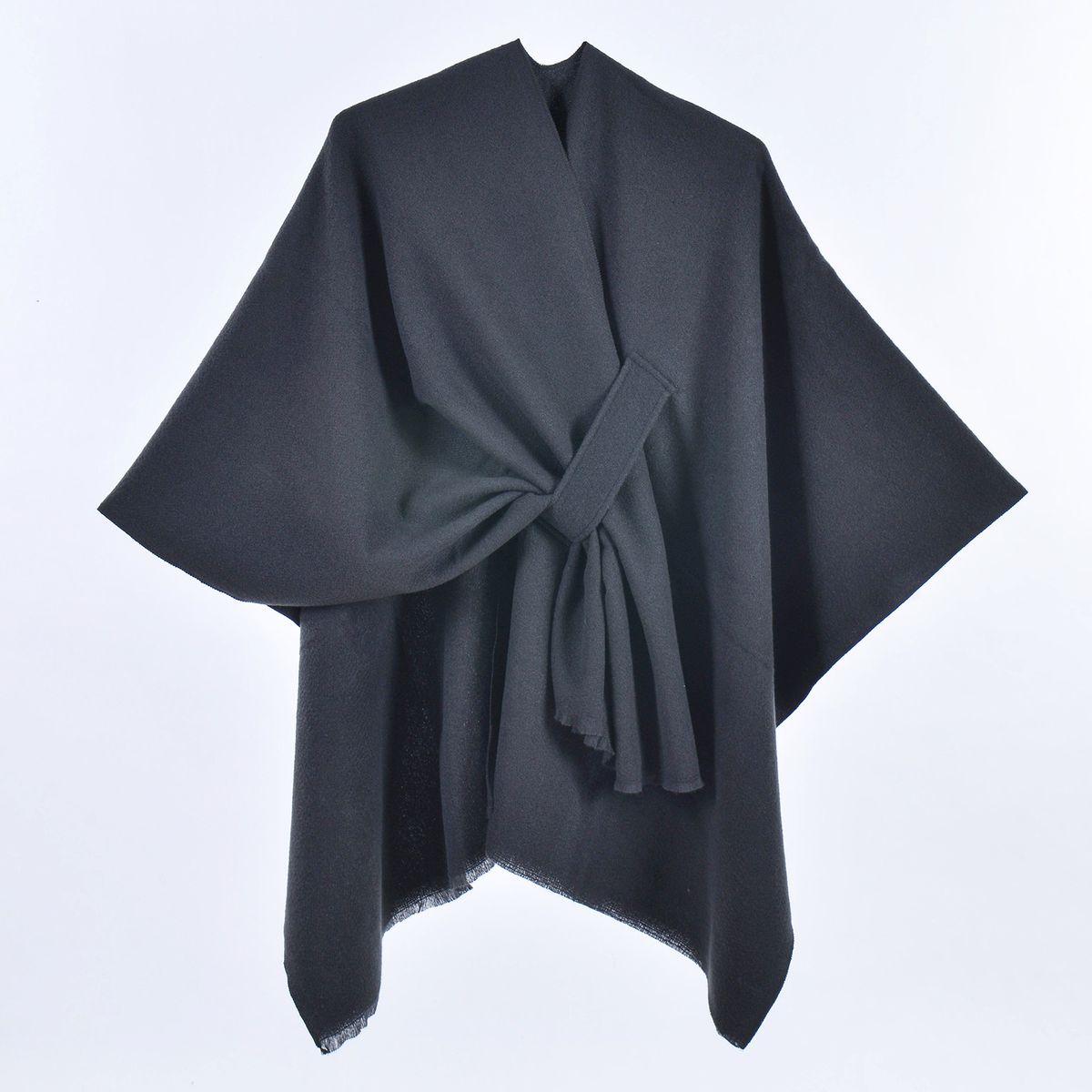 K New Women's Warm Cloak Simple Double-sided Solid Color Split Outerwear Shawl_voghion.com