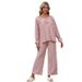 Spring And Autumn Pink Loose Casual Comfortable Pajamas Homewear 2-piece Set_voghion.com