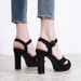 Chunky Heel Open Toe Sexy Black Platform Buckle_voghion.com
