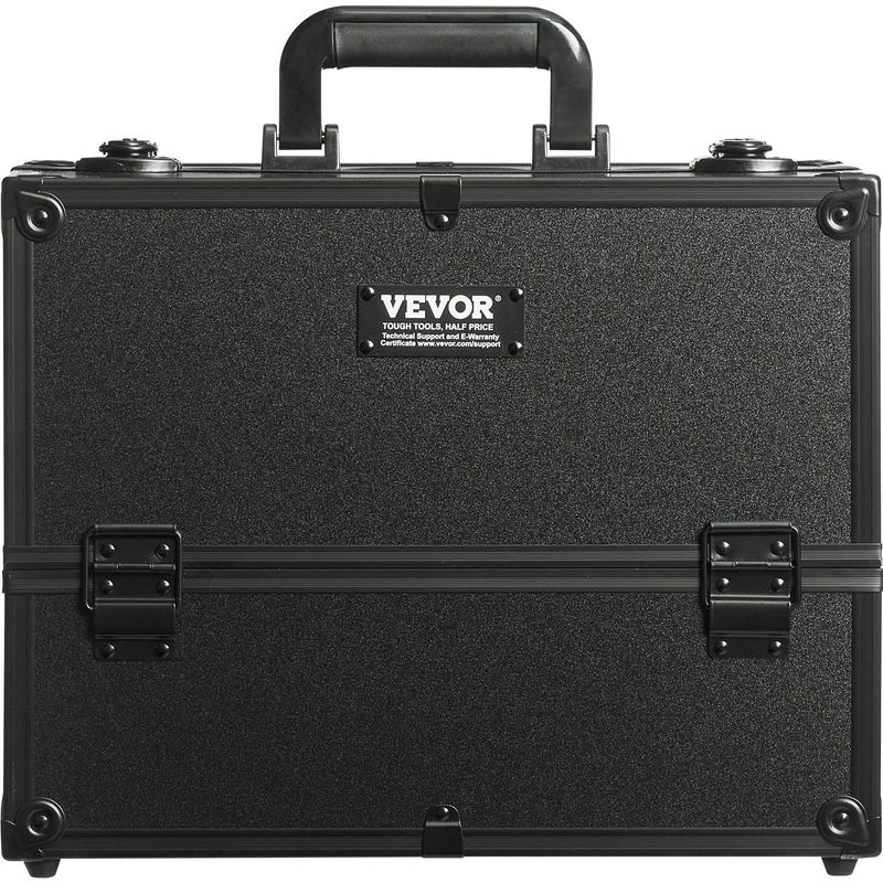 VEVOR Makeup Train Case 14.6 Inch Large Portable Cosmetic Case, 6 Tier Trays Professional Makeup Storage Organizer Box Make Up Carrier With Handle And Strap Travel Case For Women And Girls - Black_voghion.com