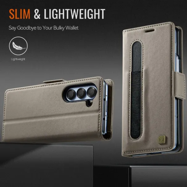 Flip Portemonnaie Telefonshülle mat Stifthalter fir Samsung Galaxy Z Fold 6 5 Fold6 Fold5 5G RFID Blockéierend Crad Slot Halter Liederhülle_voghion.com