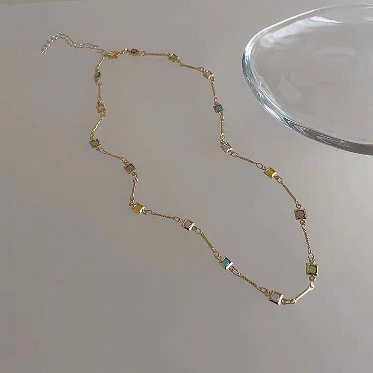 Collana colorata con dopamina, con catenina quadrata sottile e leggera estiva, di alta qualità, per le donne_voghion.com