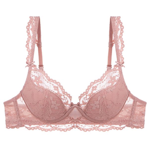 Damenunterwäsche Pure Desire Dünn Weich Stahlring Spitzenunterwäsche Kleine Brust Große geraffte Brüste BH-Set_voghion.com