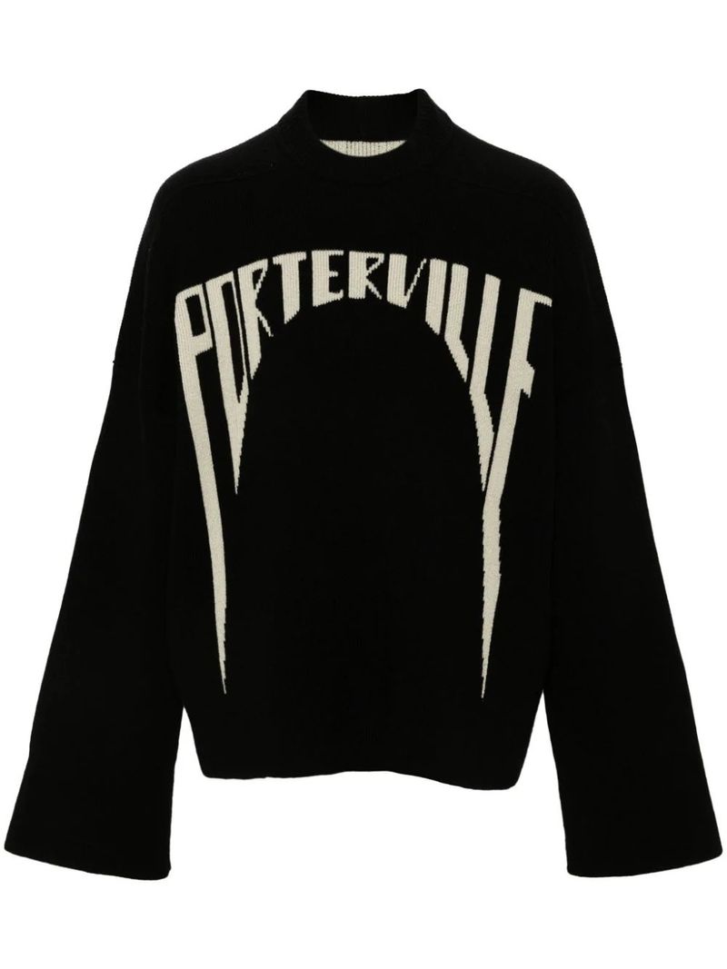 Unisex Oversized Graphic Sweater – Vintage Streetwear Pullover (Dicker Strick, Retro-Buchstaben-Jacquard, Überschnittene Schultern, Unisex-Passform für Männer und Frauen)​_voghion.com