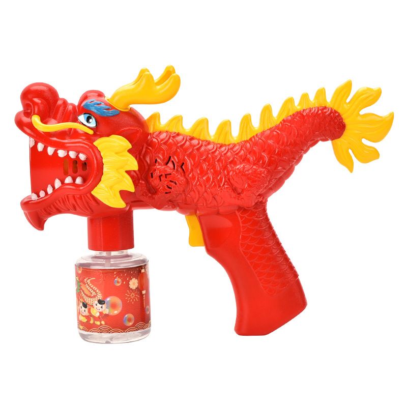 Nueva pistola de burbujas automática china para niños, de color rojo, para jugar al aire libre en casa, con dibujos animados, con iluminación y sonido coloridos._voghion.com